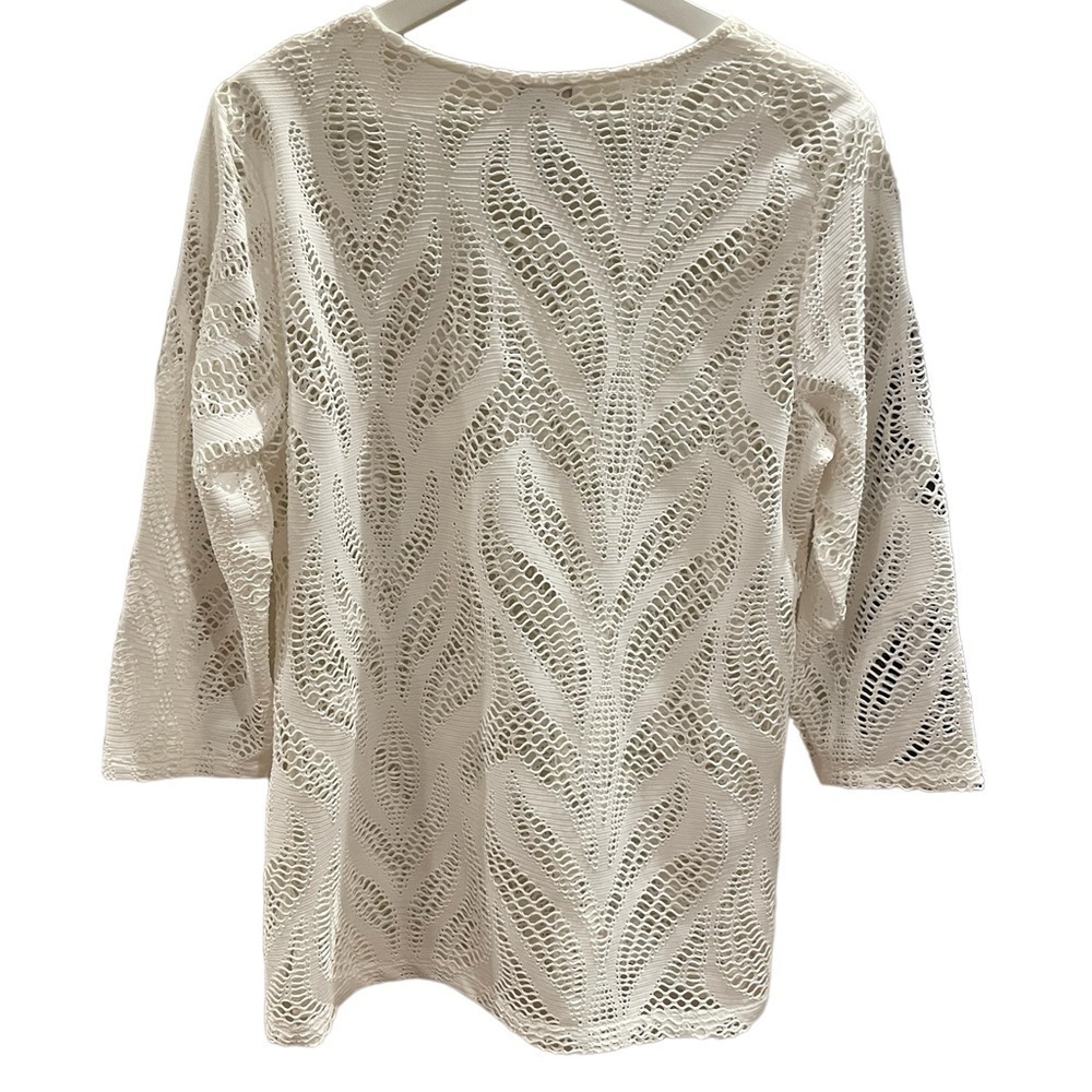 Chico’s White Cutout Coverup Shirt - Picture 4 of 6